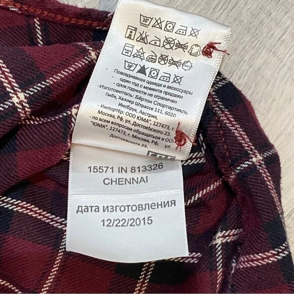 Burton Durable Goods Plaid Flannel long Sleeve Button Down Womens Size L Burgund - Picture 13 of 16
